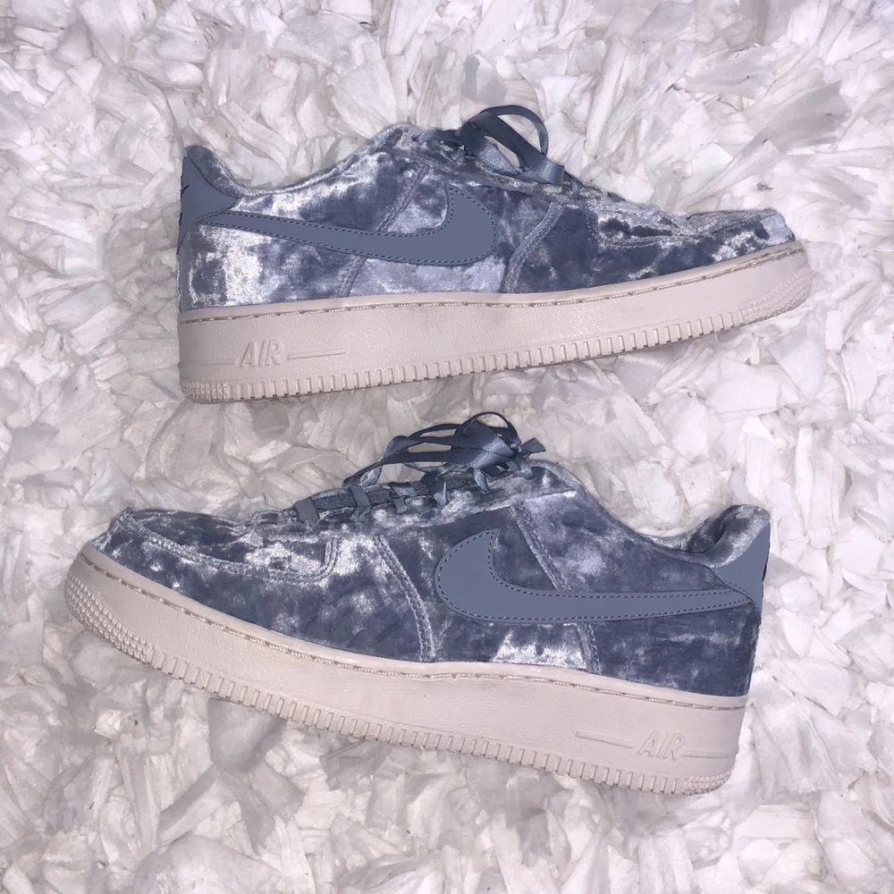 Womens Nike Air Force 1 Low Velvet Blue Sneakers